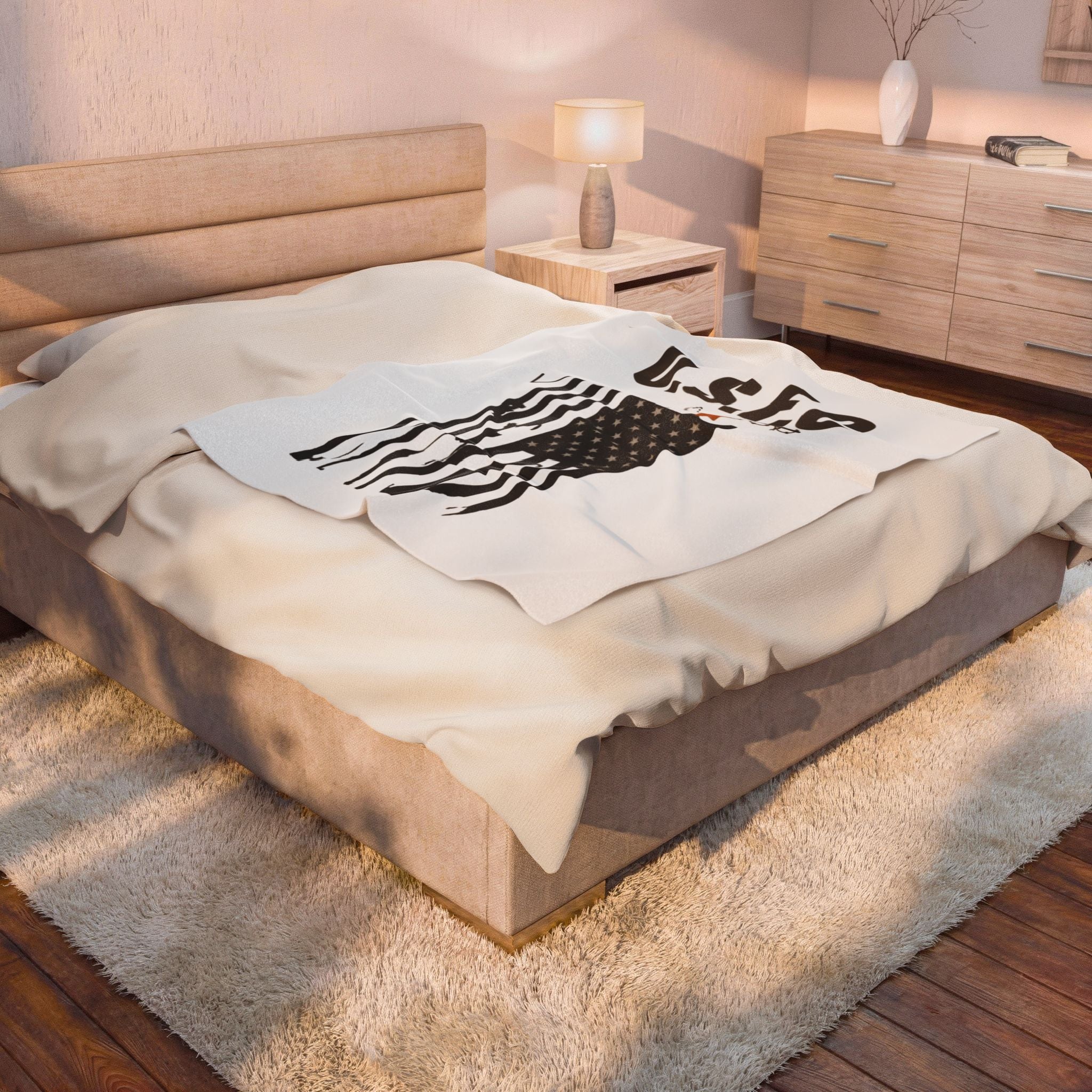 USFC-CORP Fifth Casualty Velveteen Plush Blanket - Patriotic Military Throw