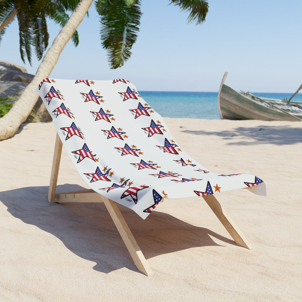 USFC-CORP ORIGINAL LOGO Beach Towel | Patriotic Stars