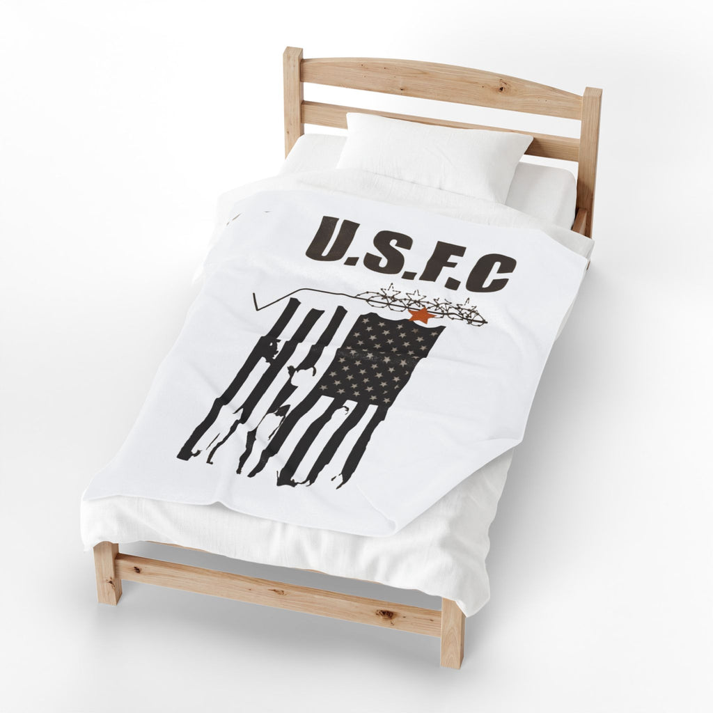 USFC-CORP Fifth Casualty Velveteen Plush Blanket - Patriotic Military Throw