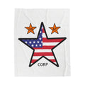 USFC-CORP ORIGINAL LOGO Velveteen Plush Blanket – Patriotic US FC Corp Design