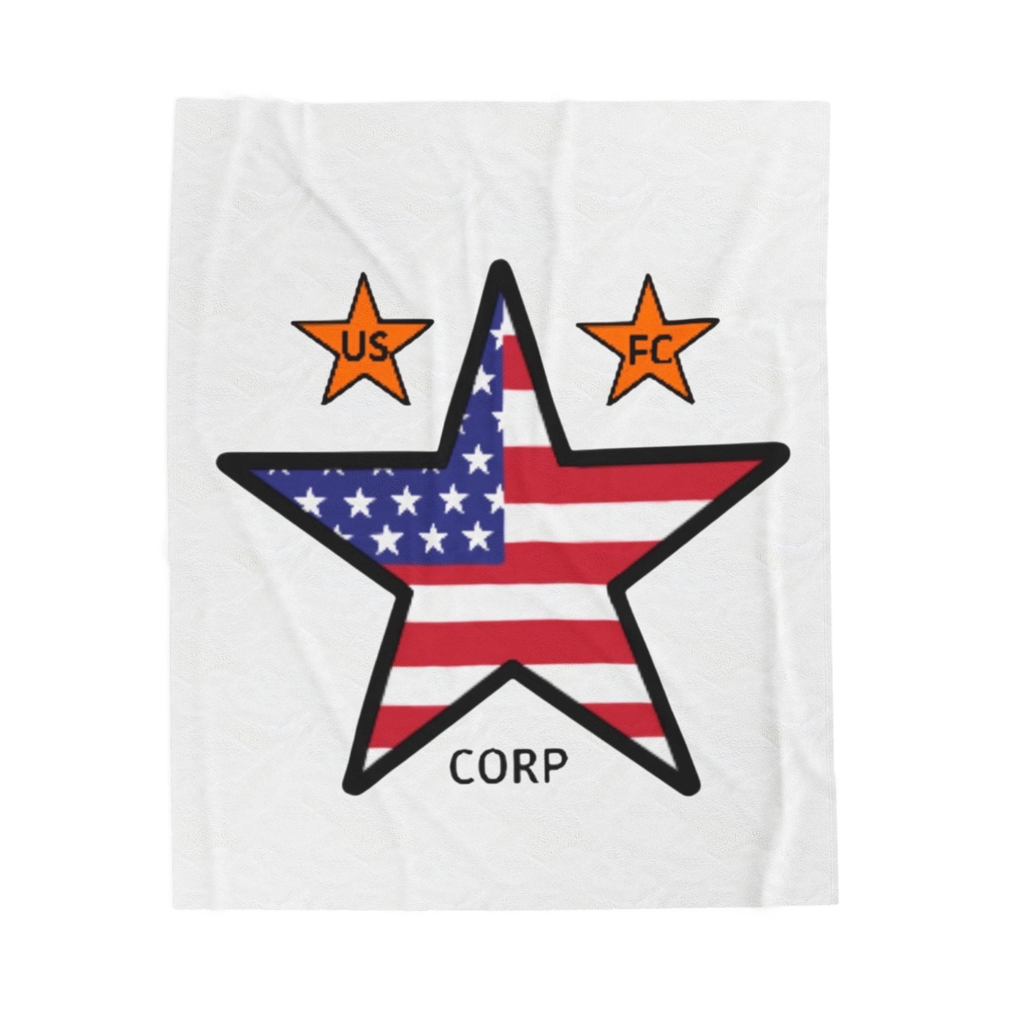 USFC-CORP ORIGINAL LOGO Velveteen Plush Blanket – Patriotic US FC Corp Design