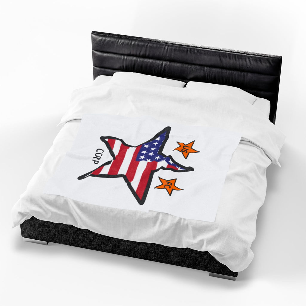 USFC-CORP ORIGINAL LOGO Velveteen Plush Blanket – Patriotic US FC Corp Design