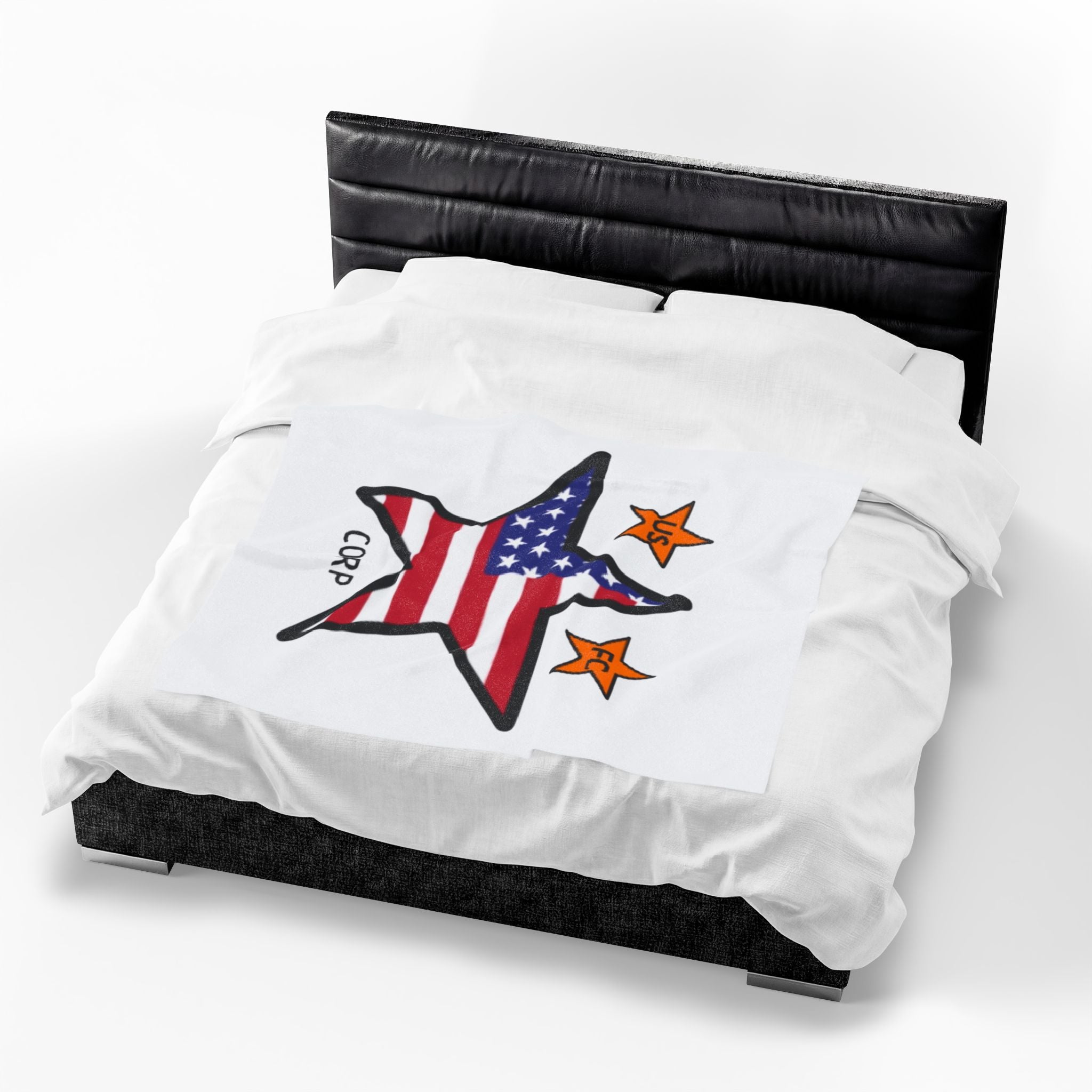 USFC-CORP ORIGINAL LOGO Velveteen Plush Blanket – Patriotic US FC Corp Design