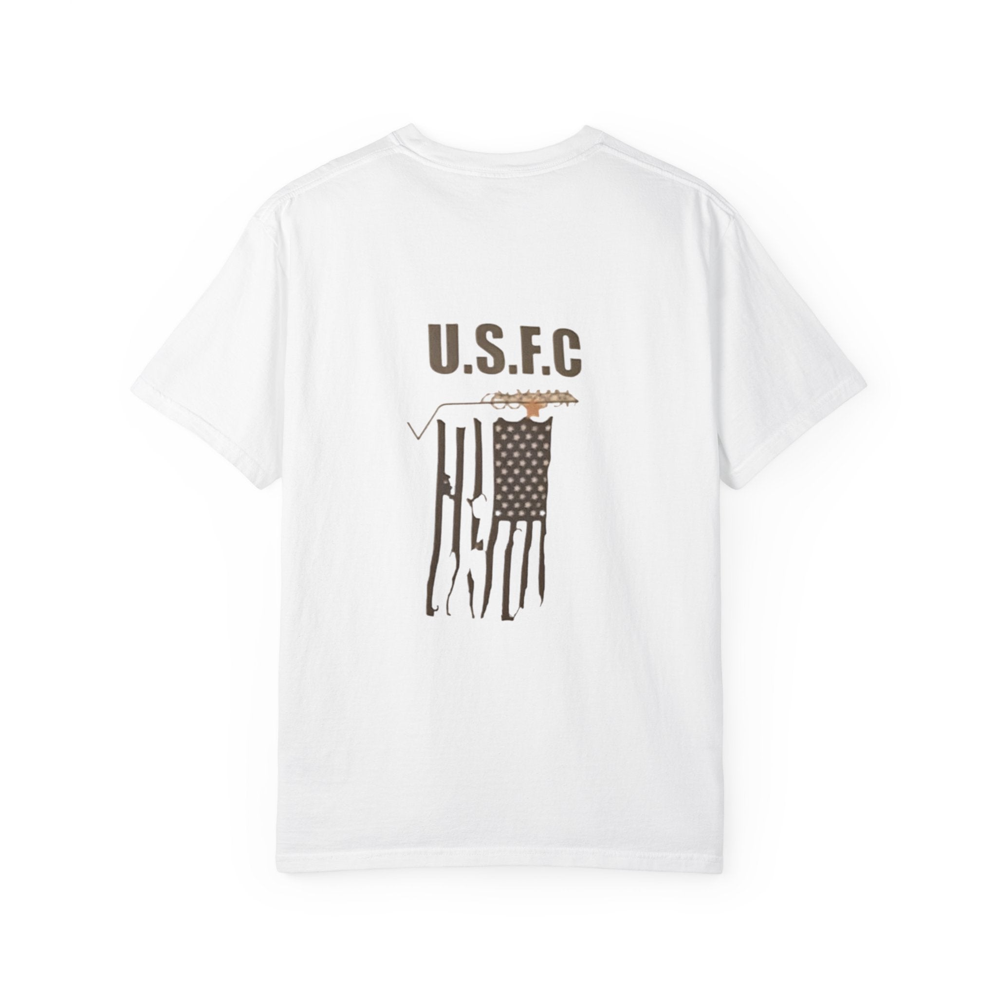 USFC-CORP Fifth Casualty Company T-Shirt — Retro Flag Graphic Tee (U.S.F.C. Back Print)