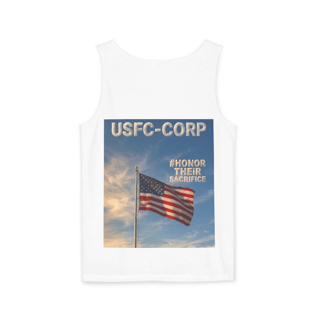 USFC-CORP Patriotic Tank Top — 'Honor Their Sacrifice' American Flag Memorial Tank