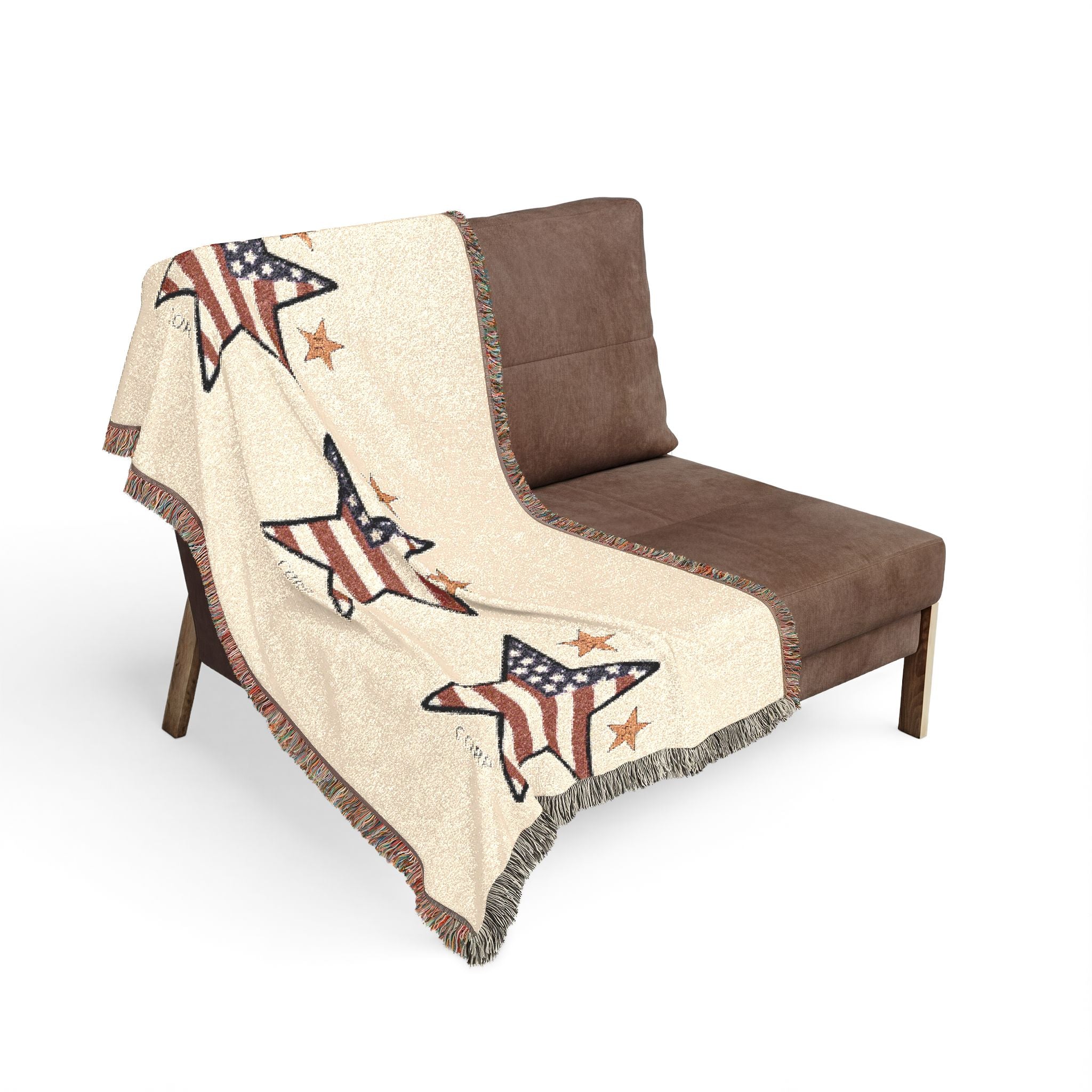 USFC-CORP ORIGINAL LOGO Trio Woven Blanket | American Flag Stars, Rustic Fringe