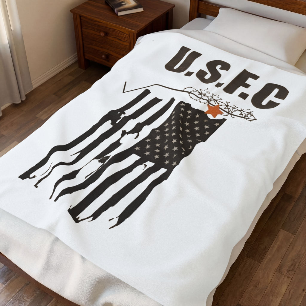 USFC-CORP Fifth Casualty Velveteen Plush Blanket - Patriotic Military Throw