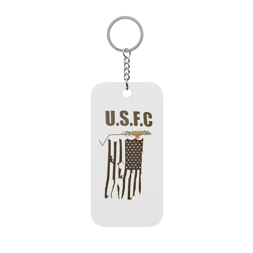 USFC-CORP Fifth Casualty Logo Keychain Charm — Double-Sided Patriotic Star & Distressed Flag