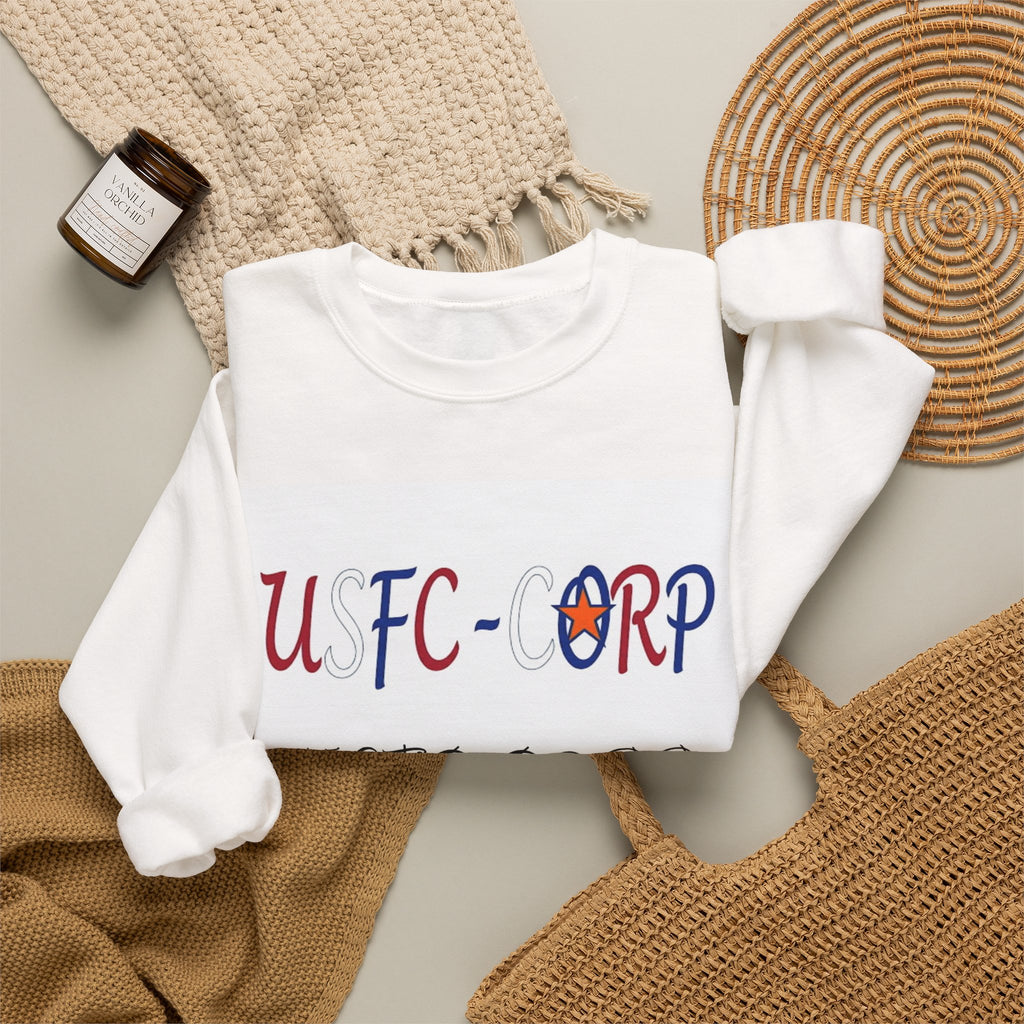 USFC-CORP Graphic Crewneck Sweatshirt — Military Scene Back Print